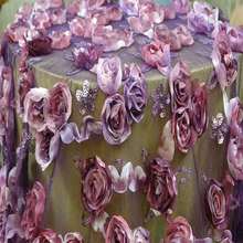 Vestido de noche/vestido de novia, tela de diseño de lentejuelas 3D, flores púrpuras, bordadas, tela de encaje de malla francesa, encaje africano con lentejuelas 2024 - compra barato
