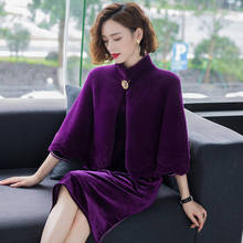 Casaco feminino xale plus size, casaco feminino liso tricô caxemira imitação de vison 2024 - compre barato