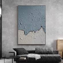 Cor abstrata pintura à mão em azul neblina e turquesa arte da parede decoração para casa imagem moderna pintura a óleo sobre tela sem moldura 2024 - compre barato
