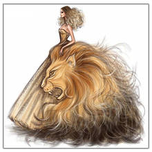 Алмазная вышивка "Лев принцесса", квадратные/круглые стразы 2024 - купить недорого