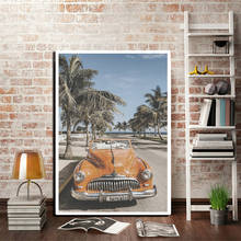 Poster Vintage Car Palm Tree Beach Cuba Landscape Photography Canvas  Summer Feel Wall Art Painting Home Decor 2024 - buy cheap