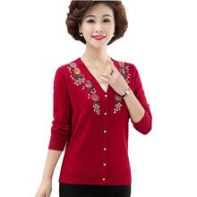 Knit Sweater Cardigan Middle-aged Elderly Women Coat Spring Autumn Single-breasted Casual Thin Sweaters Outerwear Female R614 2024 - buy cheap