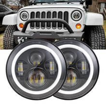 For Jeep JK JKU 2007-2018 TJ Hummer H1 & H2 92-'01 AM 7inch Round Led Headlight High Low Beam with Angel eyes Hole DRL Headlamp 2024 - buy cheap