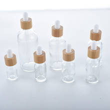 100pcs bamboo cap clear glass bottle dropper eco-friendly wooden lid essential basic massage oil pipette refillable container 2024 - buy cheap