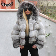 Женская зимняя модная искусственная подкладка с капюшоном, куртки из натурального Лисьего меха, толстые теплые женские шубы из натурального меха 2024 - купить недорого