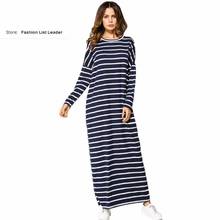 4XL Adult Muslim Abaya Arab striped stitching bat sleeve Jilbab Dubai Muslims plus size Dress Islamic dress wj1975 drop shipping 2024 - buy cheap