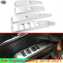 For Toyota Camry 2018 2019 2020 2021 Car Decoration ABS Chrome Door Window Armrest Cover Switch Panel Trim Molding Garnish 2024 - buy cheap