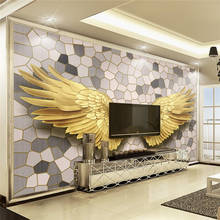 Фотообои на заказ, Скандинавское современное золото, ангельские крылья, мозаика, каменный узор, ТВ-стена 2024 - купить недорого