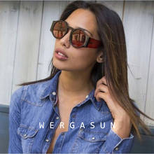 Óculos de sol retrô vintage feminino wigasun, óculos redondo para mulheres de marca designer 2024 - compre barato