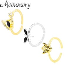 Moonmory-Anillo de Plata de Ley 925 con forma de mariposa y libélula, joyería fina con diseño de animales, ajustable, para mujeres 2024 - compra barato