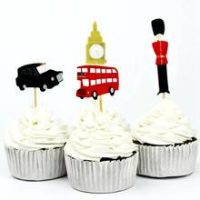 720pcs London Big Ben Guard soldier Cupcake Toppers pick Cartoon child Birthday wedding Party Decoration Cake flag Supplies 2024 - buy cheap