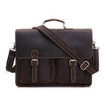 Vintage Men's Genuine Leather briefcase 15 inch Business Bag Handbag Natural Cow Leather Laptop Handbag briefcase messenger bag 2024 - buy cheap