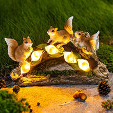 Esquilo estátua de fadas ornamento do jardim decorações resina artesanato solar luz led quintal jardinagem escultura decoração para casa estátua animal 2024 - compre barato