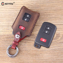 Keyyou-capa e chave de carro em couro legítimo para toyota avalon camry rav4, 2 + 1 botões, capa de substituição, chave inteligente 2024 - compre barato