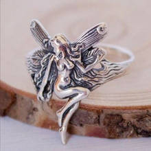 Punk Style Female Ring Retro Angel Wings Rings For Women Vintage Goddess Of Justice Anillos Viking Jewelry Gift Wholesale 2024 - buy cheap