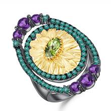 GEM'S-Anillo de Plata de Ley 925 auténtica de BALLET hecho a mano para mujer, 0,86 CT, peridoto Natural, anillo de girasol, joyería fina de boda 2024 - compra barato