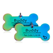 Personalized Pet ID Tags Engraved Pet ID Name Number for Cat Puppy Dog Collar Tag Pendant Keyring Rainbow Bone Pet Accessories 2024 - buy cheap