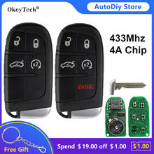 Okeytech 433 МГц RF пульт Управление автомобильный смарт ключ-брелок для Jeep Cherokee кисти Chrysler 4A чип 4/5 кнопки с Паника вставить лезвие 2024 - купить недорого