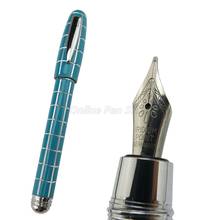 Fuliwen 2062 azul metal minúsculos quadrados bolso curto portátil fino nib caneta fonte profissional papelaria ferramenta de escrita presente 2024 - compre barato