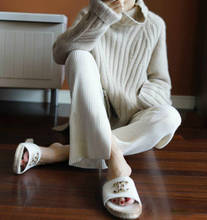 Suéter de caxemira e lã 100%, novo, grosso, solto com gola alta feminino, versão coreana do pulôver quente, 2020 2024 - compre barato