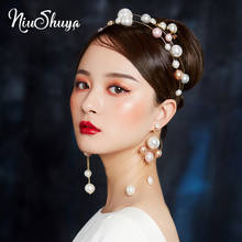Niushuya tiara de pérola barroca, vintage, coroa, princesa, acessório de cabelo, para casamento, joalheiros 2024 - compre barato