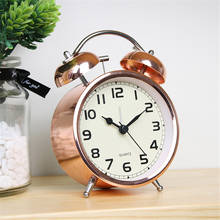 Despertador de ouro rosa de 4 polegadas, desenho nórdico, concha de metal, agulha, relógio de mesa, cabeceira, luz noturna, sino, estudantes, levantar, tempo de mesa 2024 - compre barato