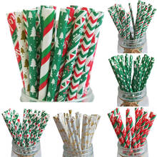 50pcs Snowflake Paper Straws Christmas Table Decorations for Home Xmas Tree Party Drinking Straw Christmas 2020 New Year 2021 2024 - buy cheap