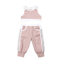 Pudcoco-ropa para niña recién nacida, chaleco, Tops cortos + Pantalones largos, conjunto de chándal informal para niño pequeño, trajes deportivos de verano de 1 a 2T, 2 uds. 2024 - compra barato