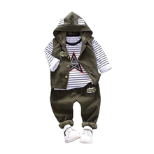 Spring Autumn Children Baby Casual Hooded Vest Pants 3pcs/sets Infant Sports Clothes Outfit Toddler Suits Boys Kids Tracksuits 2024 - buy cheap