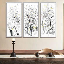 Paisaje chino abstracto, planta Zen, negro, blanco sobre lienzo para pared, póster, impresión de imagen para oficina, sala de estar, decoración del hogar 2024 - compra barato