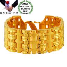 OMHXFC Jewelry Wholesale BE439 European Fashion Fine Man Party Birthday Wedding Gift Wide Watch Chain 24KT Gold Bracelet Bangle 2024 - buy cheap