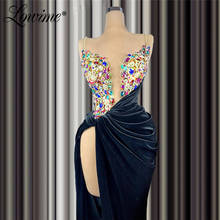 Lowime-vestido de festa feminino, cristais, veludo preto, vestidos de noite, alças longas, espaguete, vestido de baile árabe dubai, 2021 personalizado 2024 - compre barato