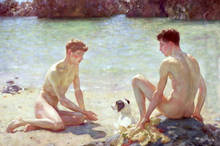 Картина маслом Генри Скотт Туки-гомосексуальные Мальчики с собакой у океана 2024 - купить недорого