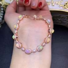 100% Natural And Real Opal bracelet Solid S925 Sterling Silver For Women Colour Gem Stone Rings Fine Jewelry 2024 - buy cheap