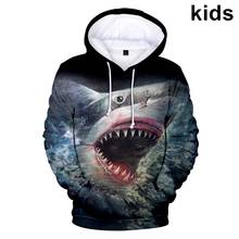 3 a 14 anos crianças hoodies tubarão/lobo/cão/porco/impressão 3d moletom com capuz meninos meninas harajuku dos desenhos animados crianças roupas 2024 - compre barato