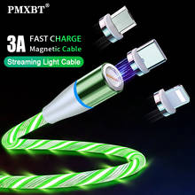 3A Flowing Light LED Magnetic Cable Micro USB Type C Cable Fast charging Data Cable for iPhone Samsung Xiaomi USB-C Phone Cables 2024 - buy cheap