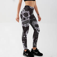 Qickitout Leggings Fitness Slim Women's Black&White skull mas Legging Sexy Fashion Stretch Digital Print Pants Cool Trousers 2024 - buy cheap