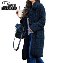 Tom Hagen Fur Coat Women Winter 2020 Plus Size Long Teddy Jacket Warm Thick Fleece Faux Fur Coat Korean White Plush Teddy Coat 2024 - buy cheap