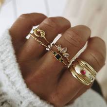 Anel de dedo geométrico dourado com nó, 5 familiar, anel de dedo, moda, acessórios de joias elegantes, presente de amor 2024 - compre barato