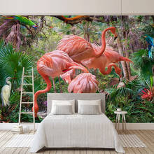 Custom 3D Tropical Plant Leaves Flamingo Poster Wall Painting Modern Study Bedroom Living Room Hotel Decor Mural Wallpaper  Art 2024 - buy cheap