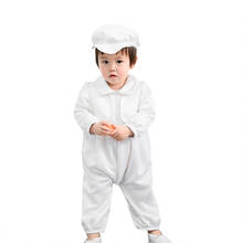 Комплект одежды для крещения для маленьких мальчиков, белое кружевное платье с длинным рукавом для крещения, комбинезон + шапочка, Одежда для новорожденных джентльменов на день рождения 2024 - купить недорого