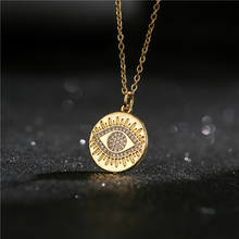 Модный белый кубический циркон с клипсами Дурной глаз монета кулон ожерелье для женщин Мода Золотая цепочка ожерелье женский Лаки, ювелирное изделие, подарок 2024 - купить недорого