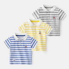 Boys T-shirt short-sleeved summer 2021 baby Korean striped tops children's T-shirts  new summer half-sleeved POLO shirts 2024 - buy cheap