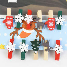 10pcs Christmas Wooden Clips Photo Paper Peg Clothespin Craft Clips Xmas Ornaments for Home Navidad Natal Gift Decor 2024 - buy cheap