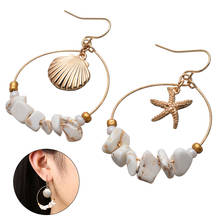 Metal Geometric Gold Earring Large Circle Starfish Drop Earring Cowrie Sea Shell Dangle Earring For Women Punk Big Jewelry 2024 - buy cheap