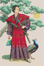 14/22/25ct  Lovely Counted Cross Stitch Kit The Mighty Samurai Asian Japanese Man and Peacock Bird dim 03881 2024 - buy cheap