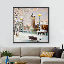 Abstract Landscape Painting Building Trees Streetlight Oil Painting 100% Hand Painted On Canvas Handmade Wall Art For Home Decor 2024 - buy cheap