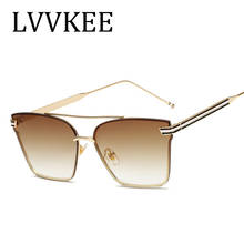 LVVKEE-gafas de sol cuadradas clásicas de lujo para mujer, lentes con gradiente Vintage, con espejo, UV400 emale 2024 - compra barato