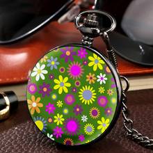 Cadena de reloj de bolsillo para hombre y mujer, accesorio con pinturas de flores coloridas, hermoso reloj de cuarzo con colgante de bolsillo, estilo pastoral Retro 2024 - compra barato