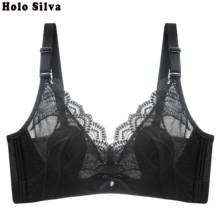 Bralette de encaje sin aros para mujer, lencería Sexy de Copa grande, sostén sin forrado, lencería negra y púrpura, 3/4 2024 - compra barato